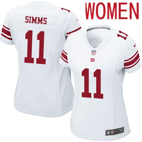 Women New York Giants 11 Phil Simms Nike White Game NFL Jersey
